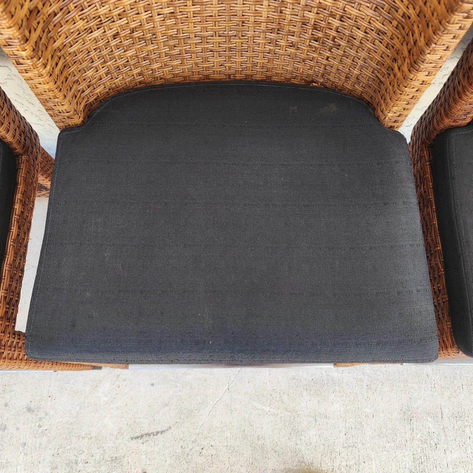 Ficks Reed MCM Wicker Counter Stools Set of 3 For Sale 8