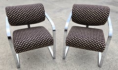 Milo Baughman for Thayer Coggin 1970s Postmodern Chrome Cantilever Armchairs