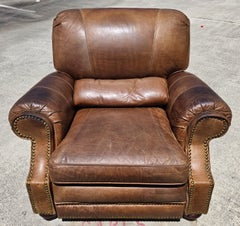 Vintage Barcalounger Saddle Leather Recliner with Continuous Lumbar Support