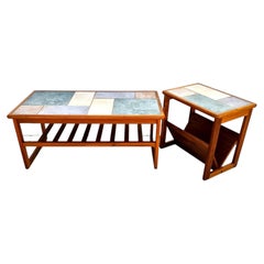 Vintage Mobelfabrikken Toften Danish MCM Solid Teak & Tile Coffee & Side Tabl