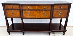 Baker Furniture Italian Provincial Mahogany Burl Wood Credenza Sideboard Buffet