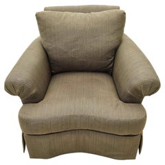 Paul Robert English Roll Arm Swivel Club Chair Skirted Lounge Olive Green