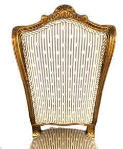 Vintage French Louis XV Rococo Giltwood Wing Back Dining Side Chairs Set of 4