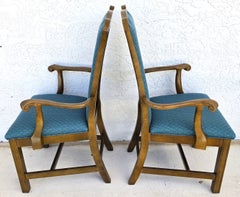 Vintage AMERICAN OF MARTINSVILLE Chippendale Dining Armchairs Teal Set of 8