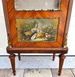 French Louis XVI Vernis Martin Style Vitrine Display Cabinet Gilt Bronze Mounts