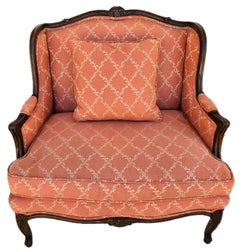 Vintage French Louis XV Carved Wingback Bergère Oversized Armchair Settee