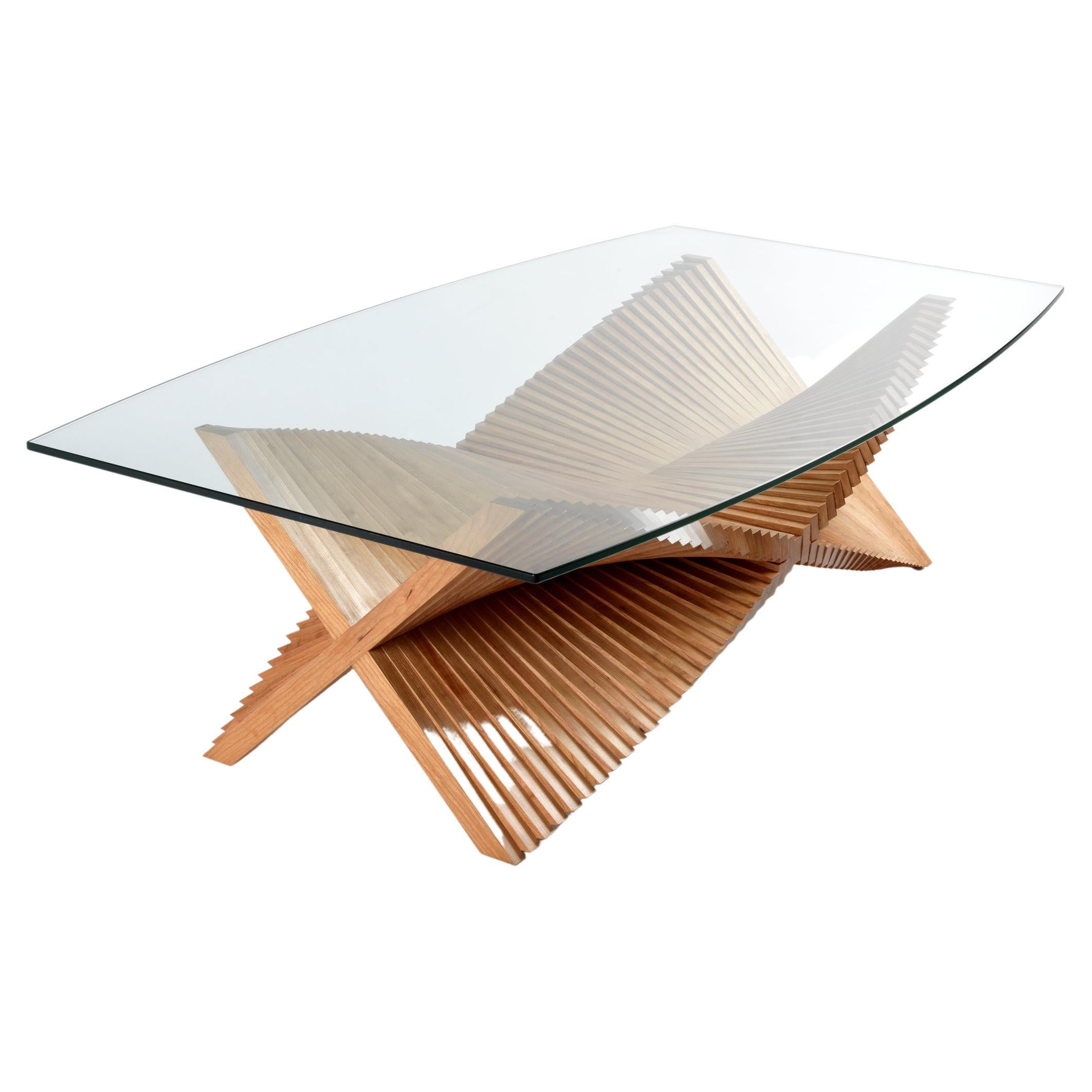 Beating Wings Contemporary Sculptural Coffee Table in Cherry by David Tragen For Sale