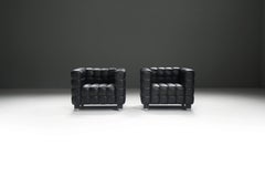 Signed Kubus Lounge Chairs in original leather by Josef Hoffmann for Wittmann