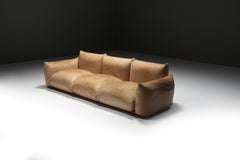Sofá Marenco de tres plazas de 2006, en piel natural, diseñado por Mario Marenco para Arflex Italia