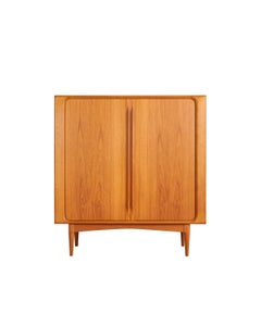 Bernhard Pedersen and Søn Teak Highboard Cabinet with Tambour Doors, 1960s