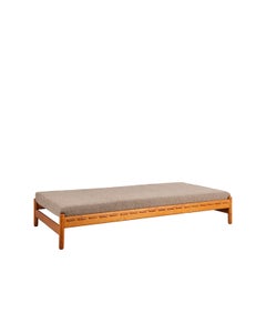 Danish Solid Teak Daybed with Slatted Base and Sahco Bouclé Cushion, 1960s