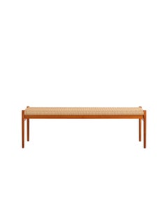 Niels Otto Møller Teak Bench with Handwoven Papercord Seat, J.L. Møllers, 1960s