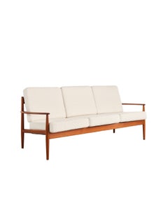 Grete Jalk Model 118 Three Seat Teak Sofa with Bouclé, France and Søn, 1950s