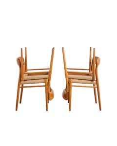 Niels Otto Møller Model 75 Oak Dining Chairs with Papercord Seats, Set of Four