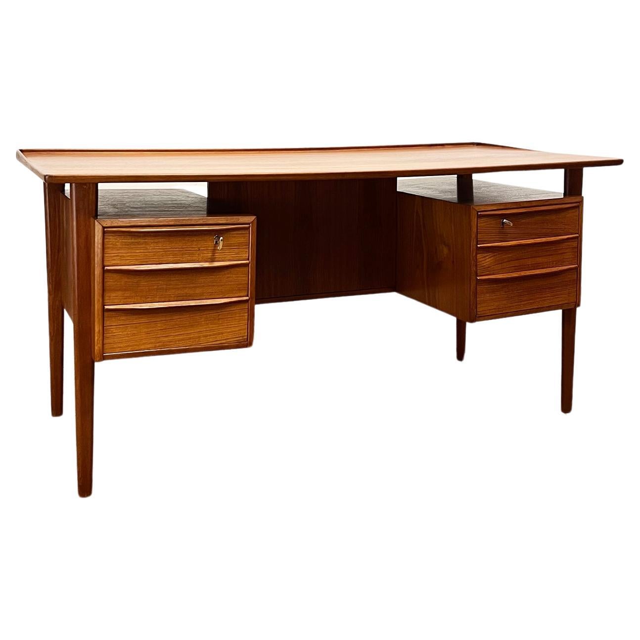 Mid-Century Teak Desk, Danish Design by Peter Løvig Nielsen, Denmark, 1970s For Sale