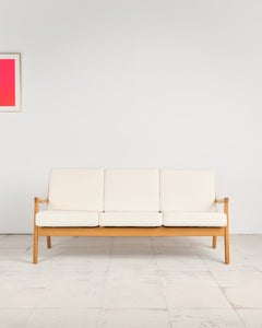 Divano a tre posti "Senator" di Ole Wanscher, struttura in rovere massello, stile Mid-Century, MCM