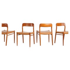 Chaises de salle à manger n° 75 de Niels O. Møller, design du milieu du siècle par J. L. Moller, MCM