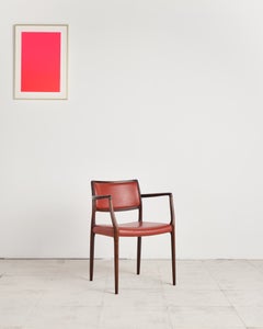Niels O. Møller Model 65 Armchair, Solid Oak, Vintage Leather, MCM, Denmark