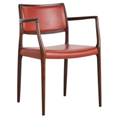 Niels O. Møller Model 65 Armchair, Solid Oak, Vintage Leather, MCM, Denmark