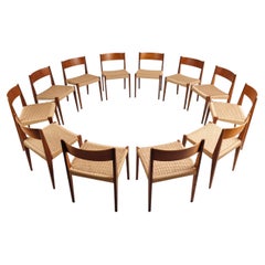 Raro set di 12 sedie da pranzo in teak "Pia" di Poul Cadovius, risalenti alla metà del secolo scorso