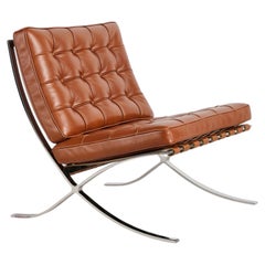 Mies van der Rohe Barcelona Chair, Chocolate Brown Venezia Leather, Knoll
