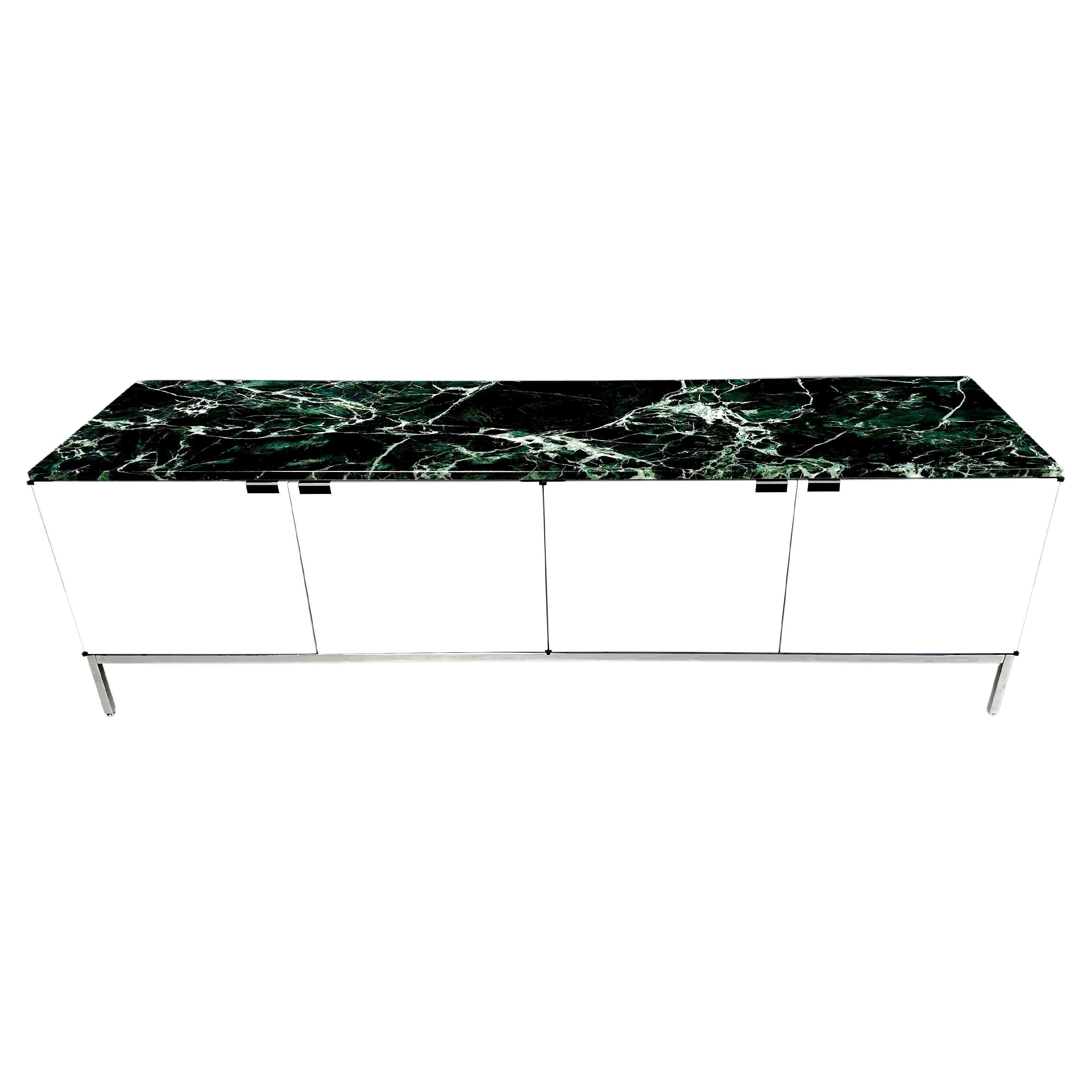 Florence Knoll Credenza New Edition with Alpi Verdi Marble Top, 2010s