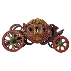 Used Rare Spanish Colonial Renaissance Chariot Carriage Model Folk Art Sculpture