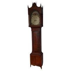 Federal Curly Maple and Mahogany Banded Tall Case Clock PA, Circa 1810