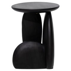 Tabouret Pebble Type 02, noir anthracite Monkey Pod Wood