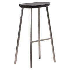 Buacheen, Natural Dark Monkey Pod Wood Bar Stool with Stainless Legs