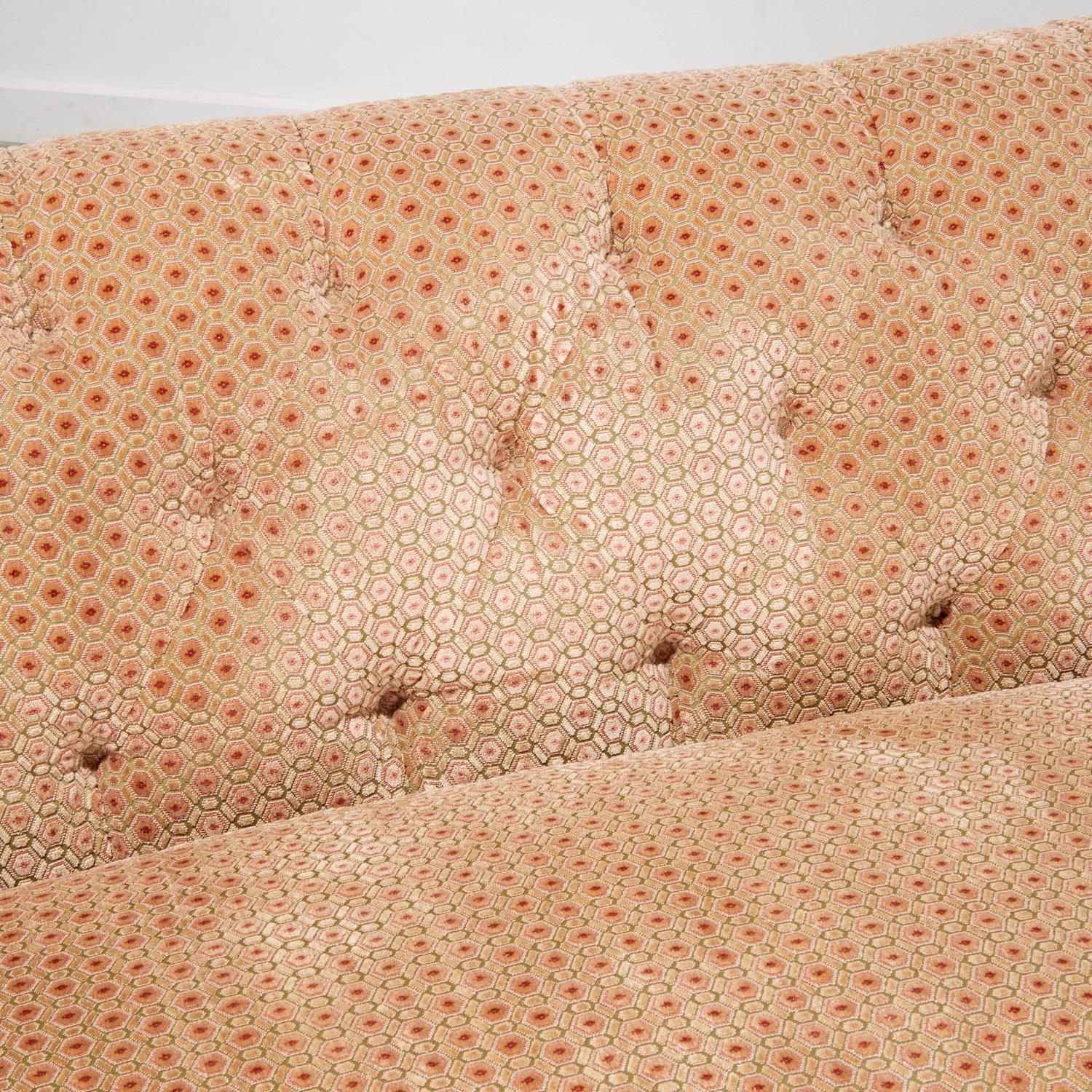 American Brunschwig & Fils Custom Piedmont Tufted Loveseat in Geometric Velour Fabric For Sale