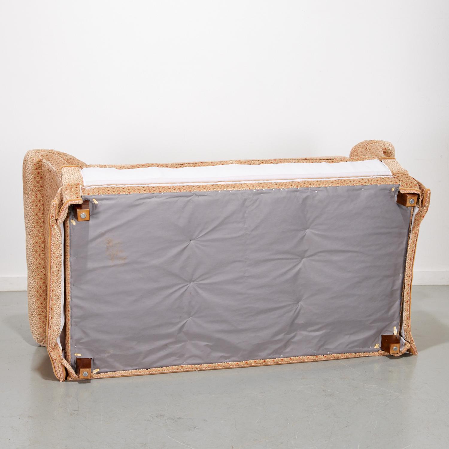 Brunschwig & Fils Custom Piedmont Tufted Loveseat in Geometric Velour Fabric For Sale 1