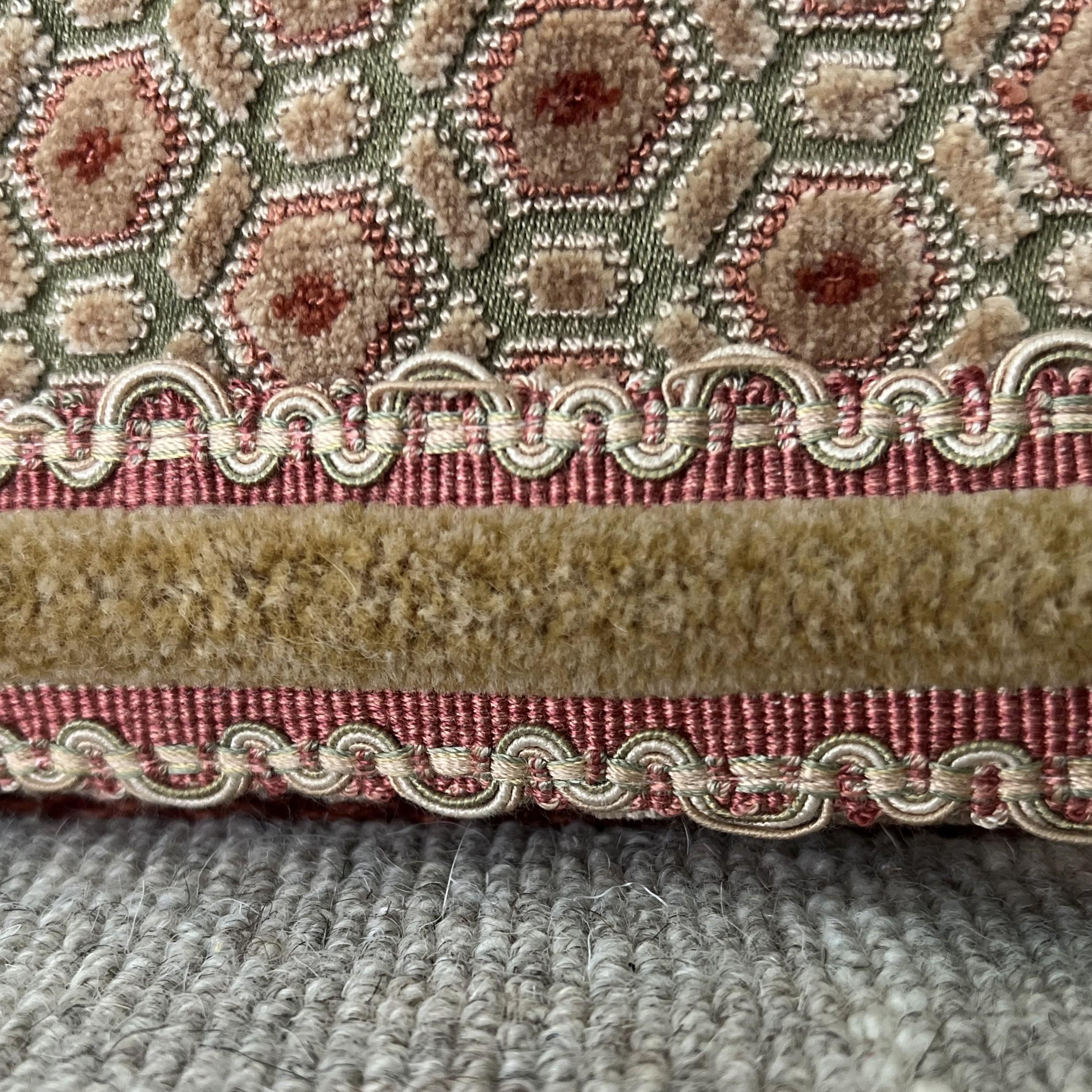 Brunschwig & Fils Custom Piedmont Tufted Loveseat in Geometric Velour Fabric For Sale 7