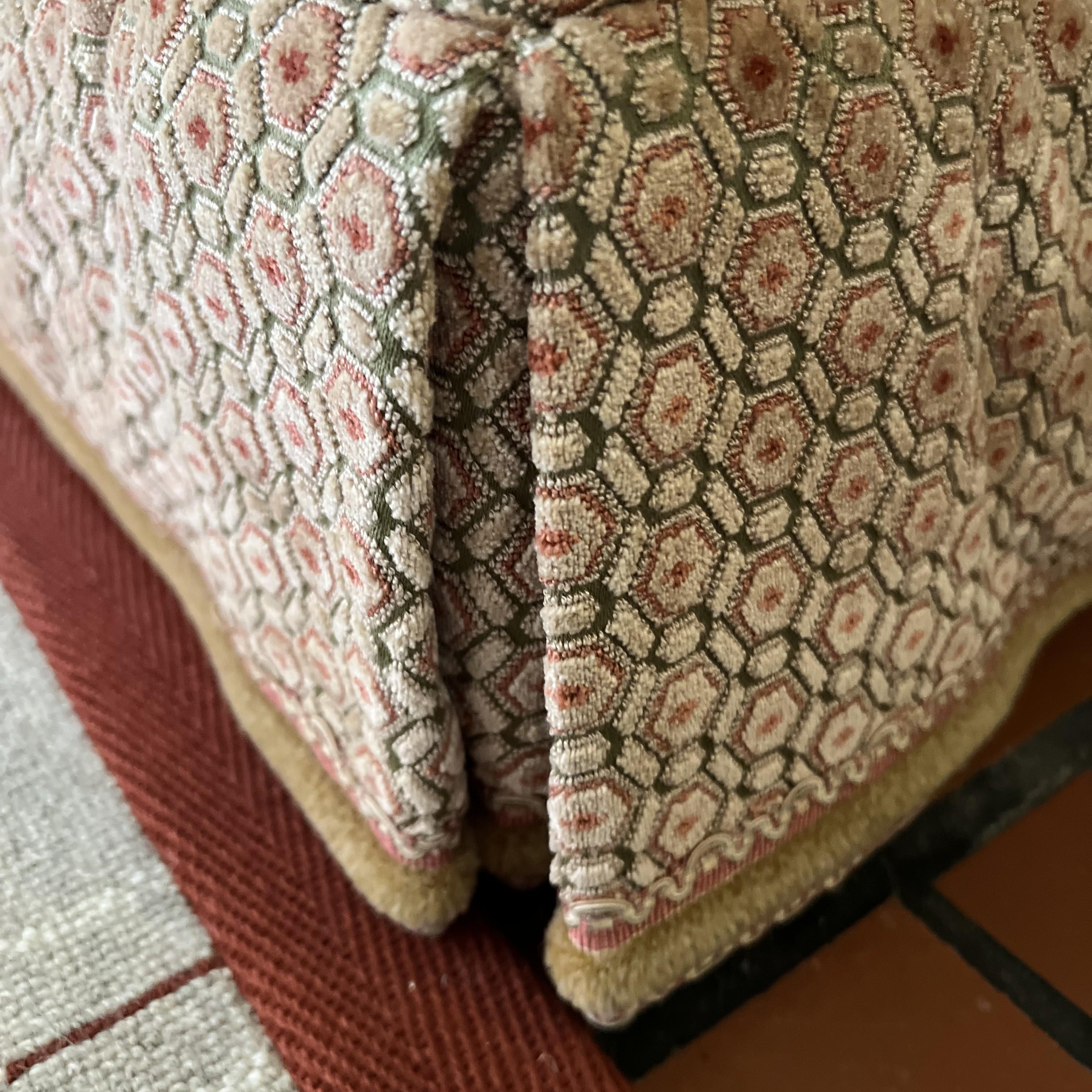 Brunschwig & Fils Custom Piedmont Tufted Loveseat in Geometric Velour Fabric For Sale 6