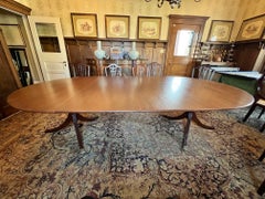 Regency Style Mahogany Double Extendable Pedestal Dining Table, 20th Century