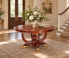 Large William IV Style Mahogany Center Table with Gilt Lion-Paw Feet, circa 1990