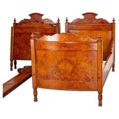 Pair of 19th Century Continental Walnut and Figured Burl Daybeds, Biedermeier St