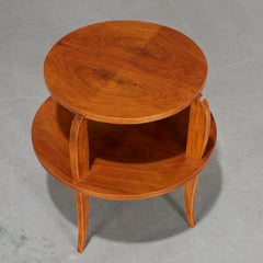 French Art Deco Two-Tier Walnut Side Table, Mid-20th Century