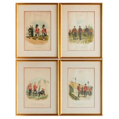 Framed Set of Four Richard Simkin British Military Lithographs, 1892–1896