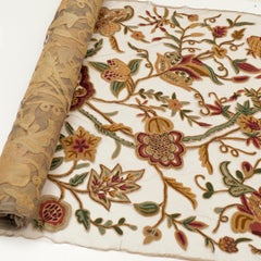 Vintage Crewelwork Floral Textile Bolt, Iris Apfel Collection, Bill Blass Label