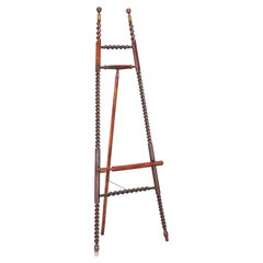 English Victorian Spiral-Turned Mahogany Display Easel, 19th Century