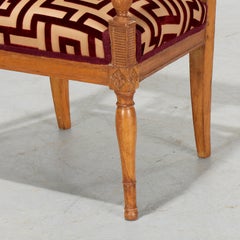 19th-Century Neoclassical Fruitwood Armchair with Clarence House Cut Velvet
