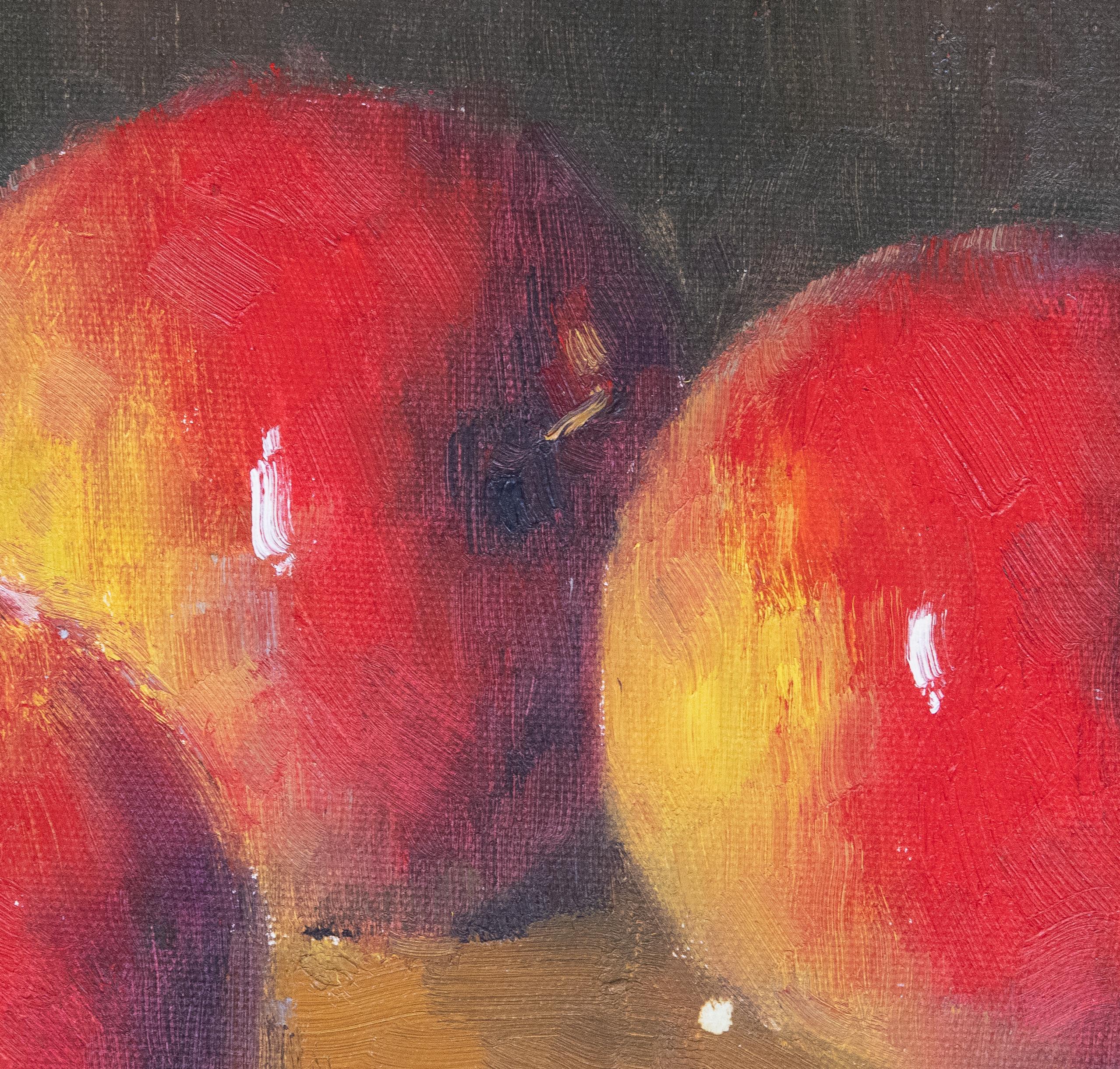 Äpfel Stillleben Öl auf Leinwand, signiert (Französisch) im Angebot