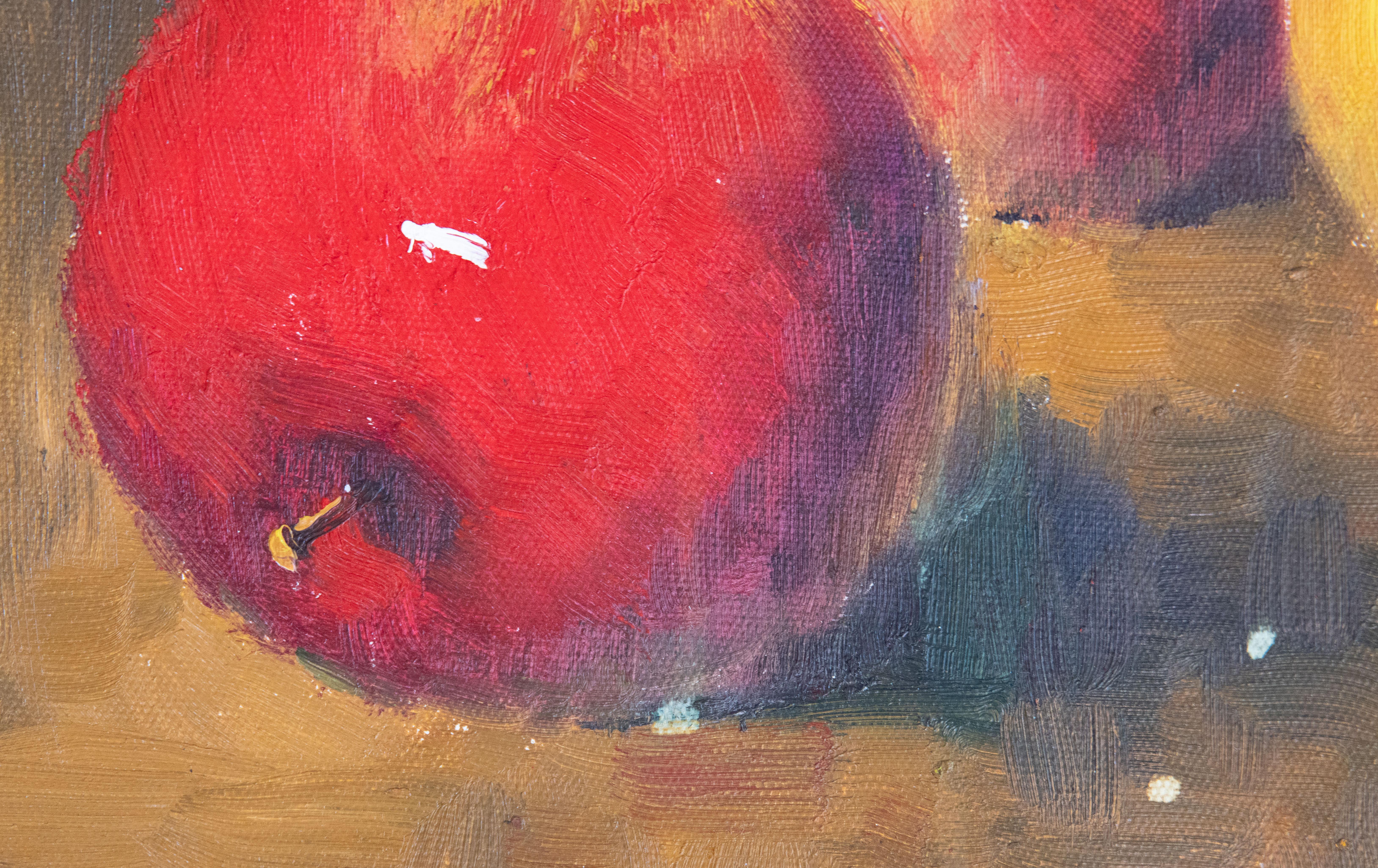 Äpfel Stillleben Öl auf Leinwand, signiert (Gemalt) im Angebot