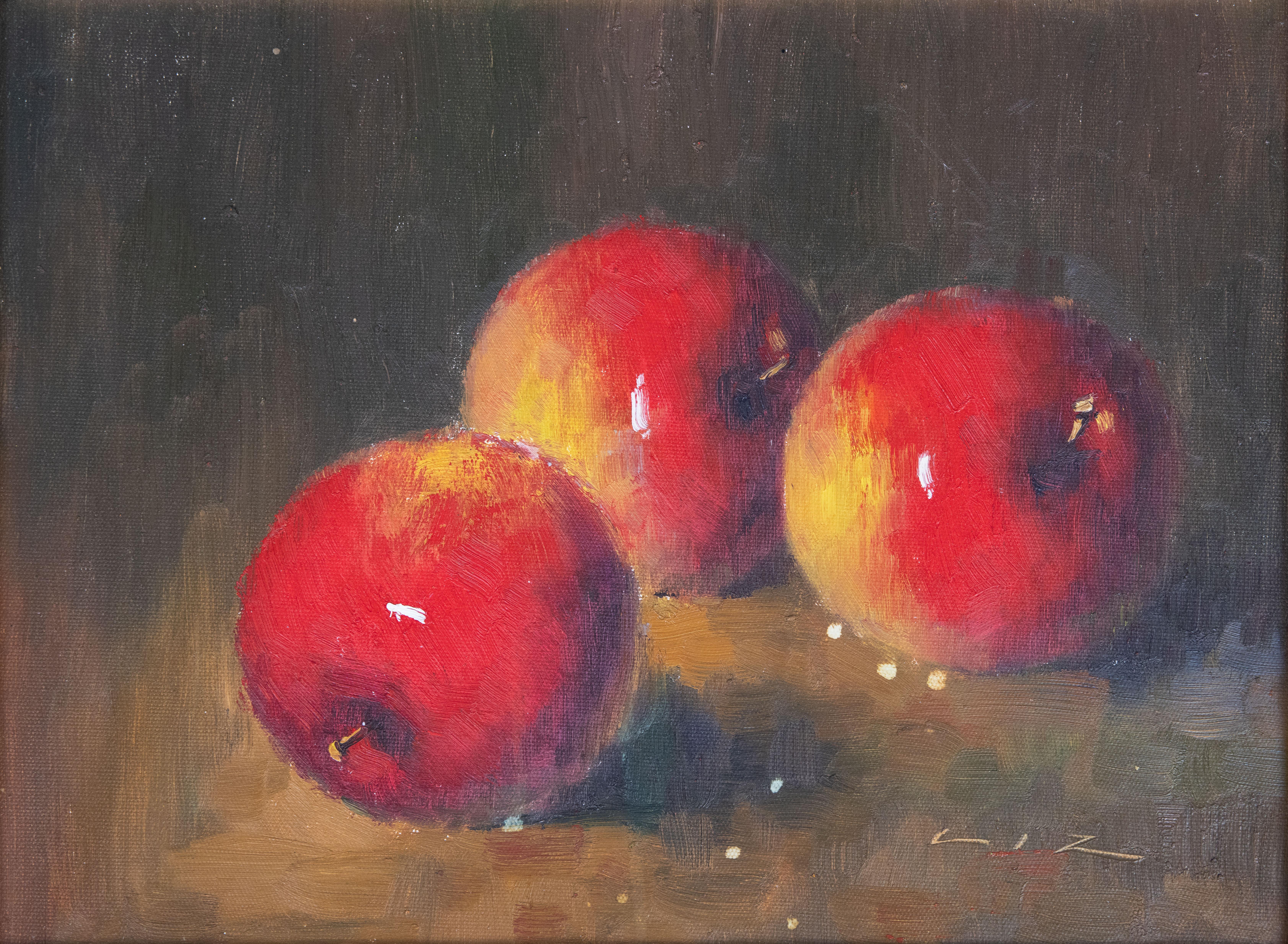 Äpfel Stillleben Öl auf Leinwand, signiert (Französische Provence) im Angebot