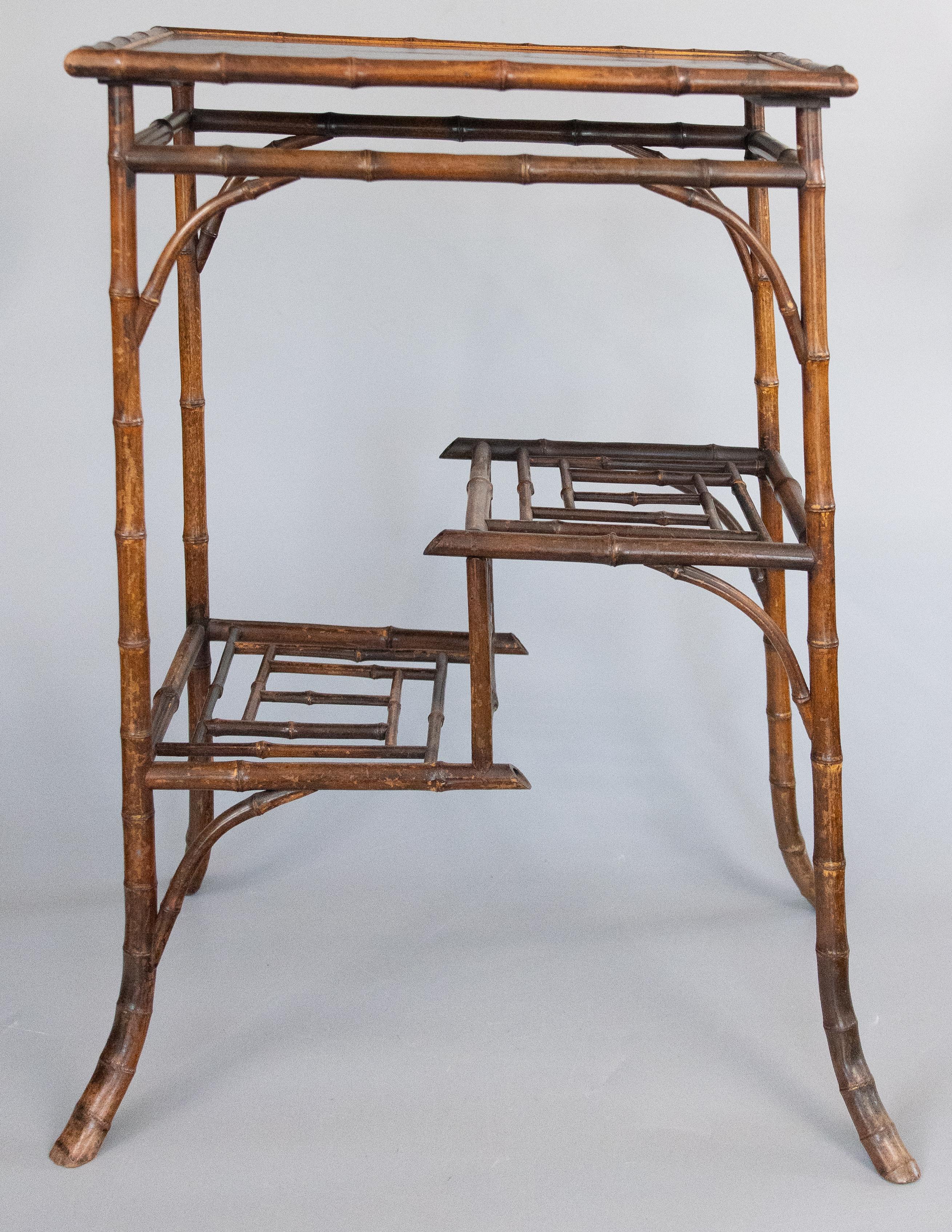 British 19th Century English Chinoiserie Bamboo Side Table For Sale