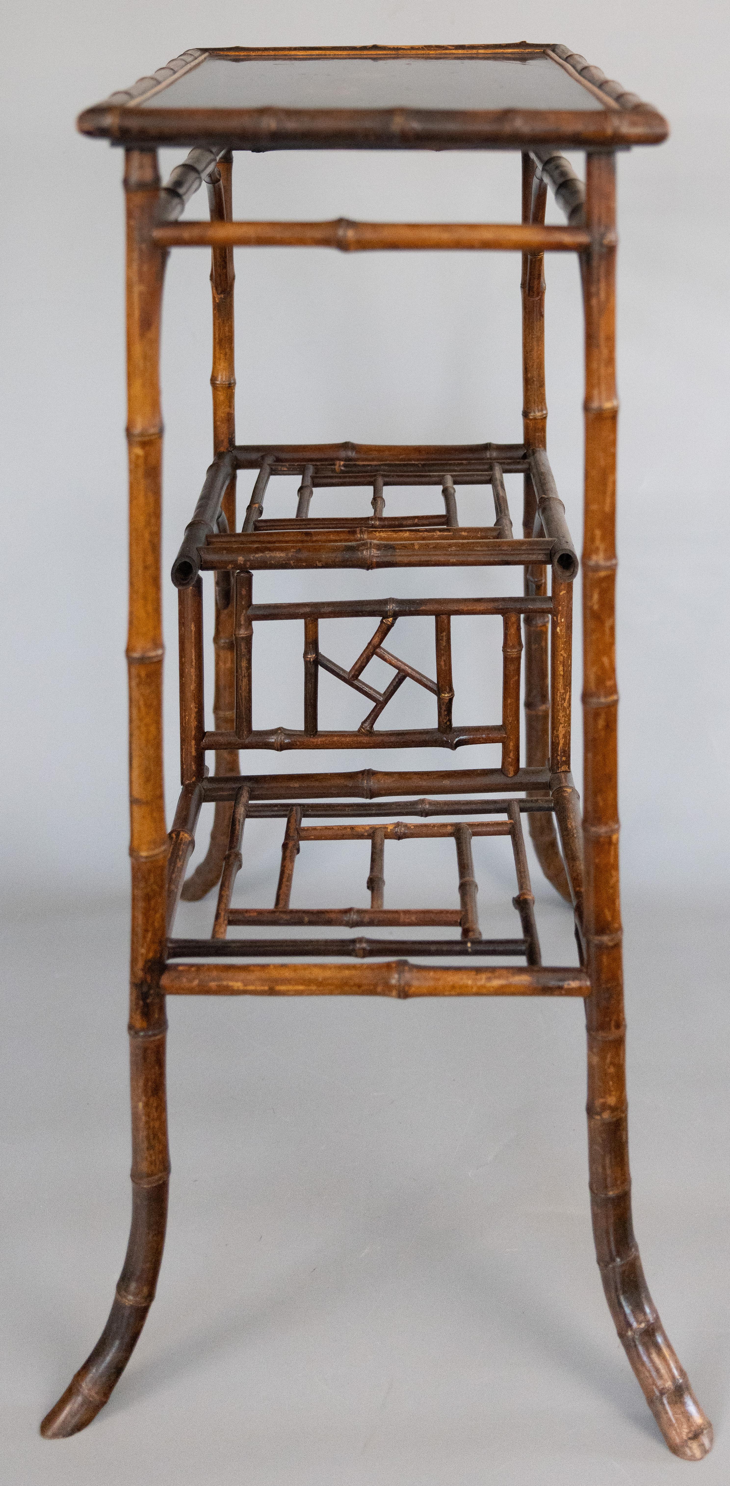 Late 19th Century 19th Century English Chinoiserie Bamboo Side Table For Sale