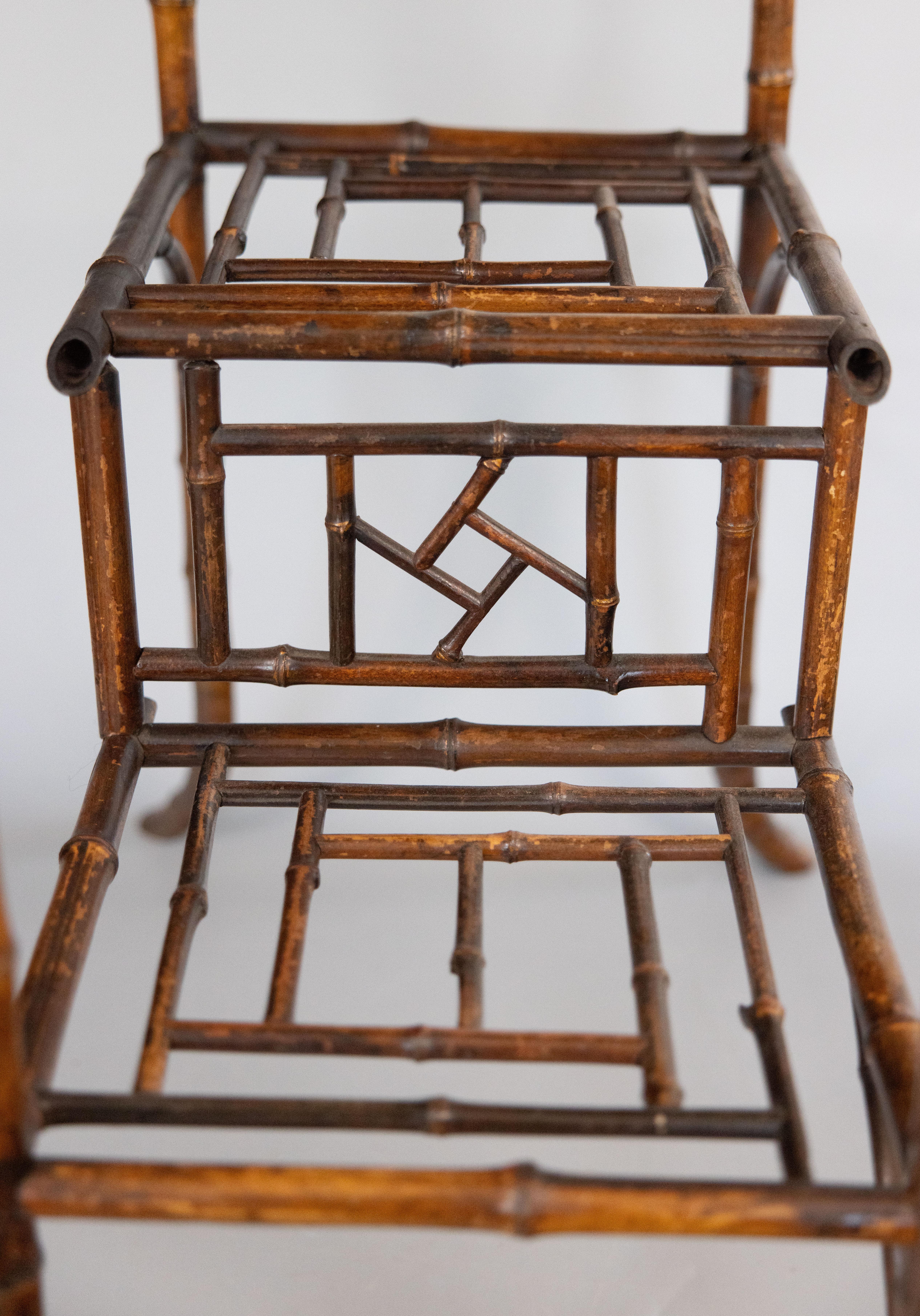 19th Century English Chinoiserie Bamboo Side Table For Sale 5