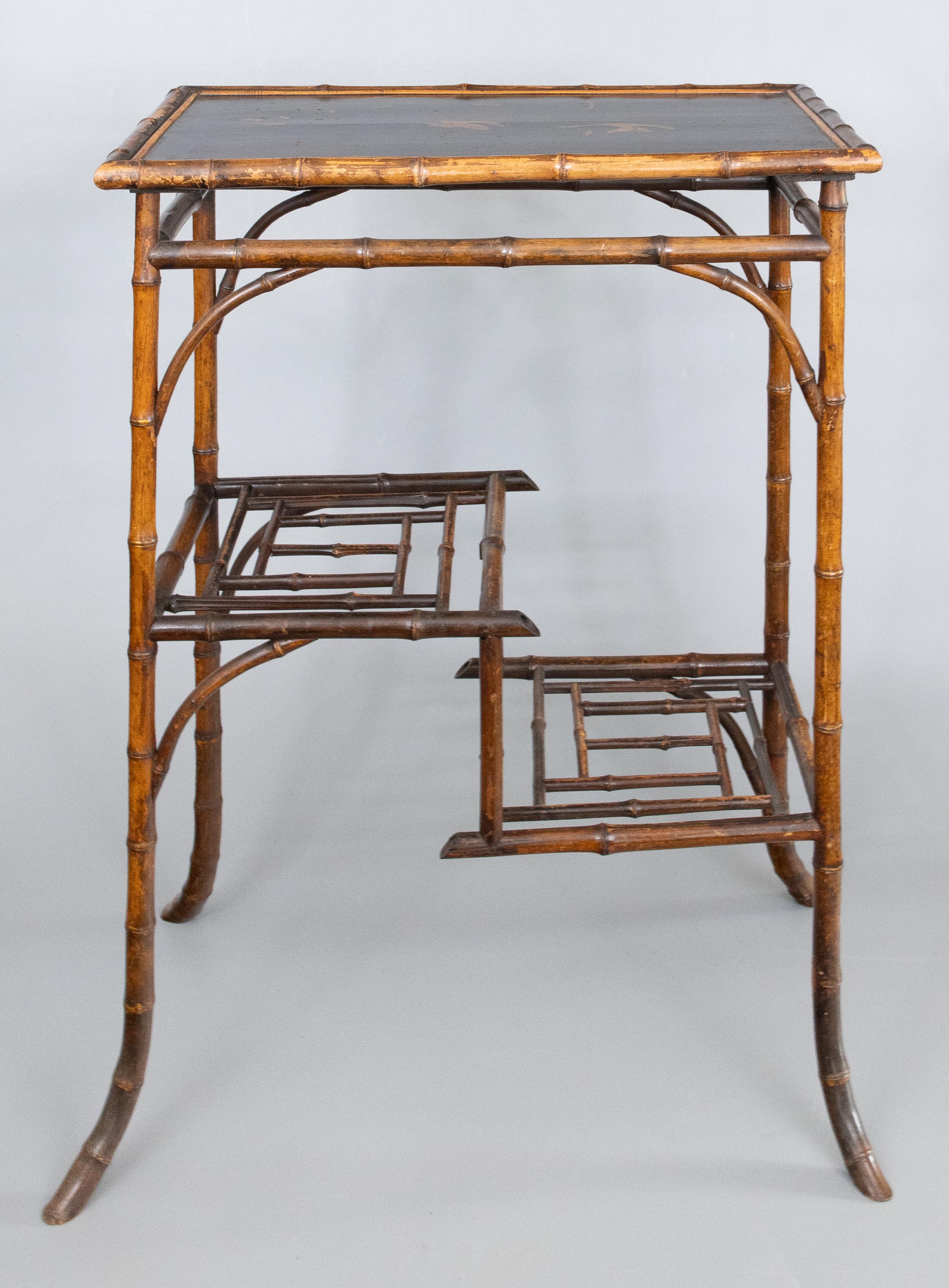 19th Century English Chinoiserie Bamboo Side Table For Sale 6