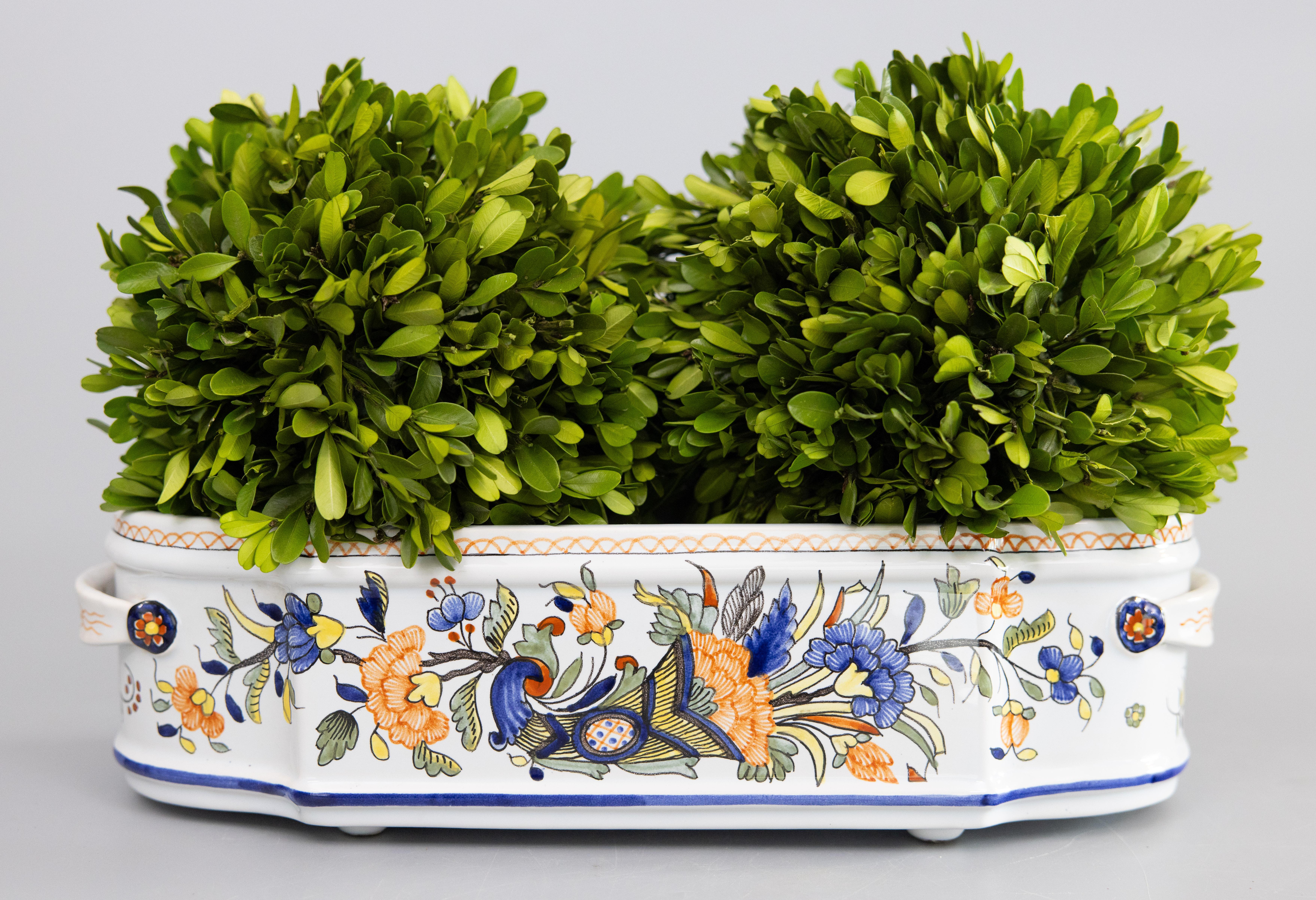 Französische Rouen Fayence Jardiniere Übertopf Pflanzgefäß, um 1950 im Angebot 1